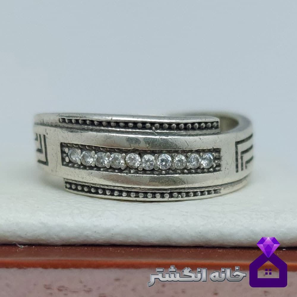 حلقه نقره برلیان کاری کد085 - Image 3