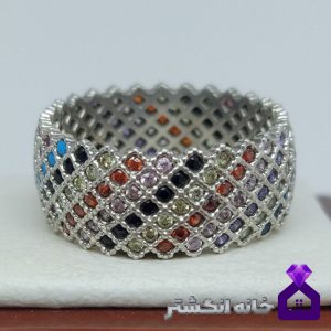 حلقه نقره تمام نگین کد096