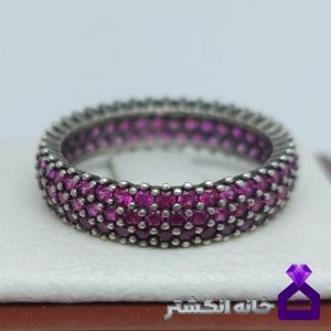 حلقه نقره تمام نگین توپاز کد095