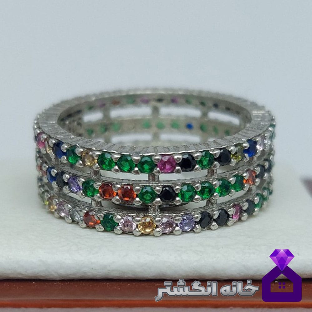 حلقه نقره تمام نگین کد092 - Image 2