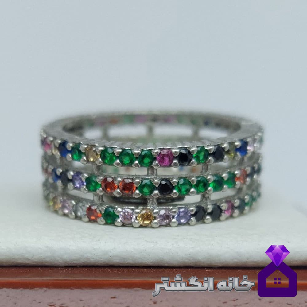 حلقه نقره تمام نگین کد092 - Image 3