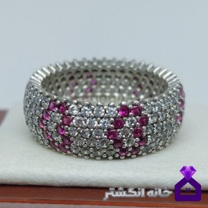 حلقه نقره تمام نگین طرح قلب کد098