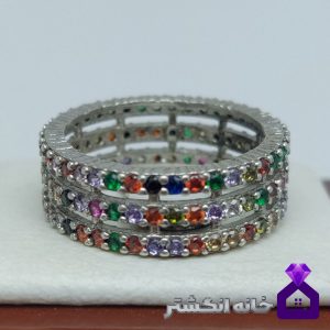 حلقه نقره تمام نگین کد093