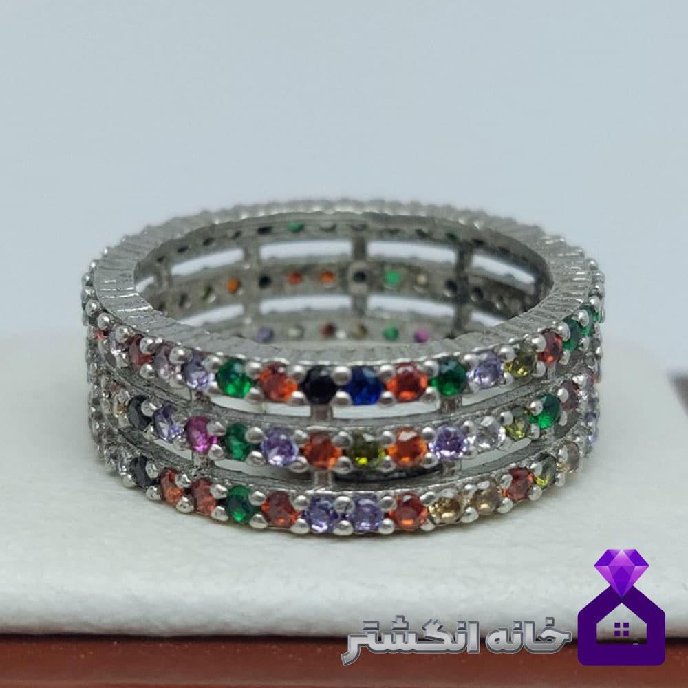 حلقه نقره تمام نگین کد093 - Image 2