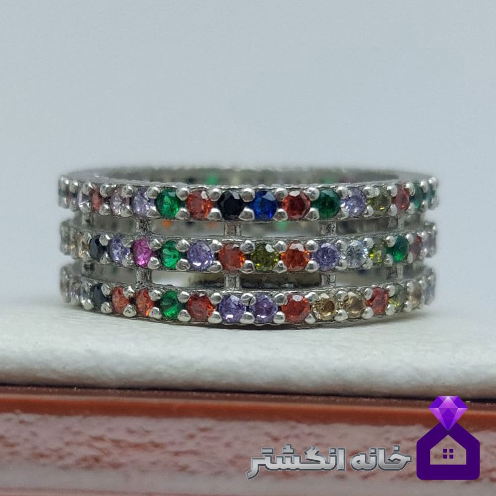حلقه نقره تمام نگین کد093 - Image 3