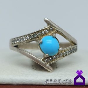 انگشتر زنانه فیروزه نیشابور برلیان کاری کد108