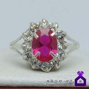 انگشتر یاقوت زنانه برلیان کاری کد112