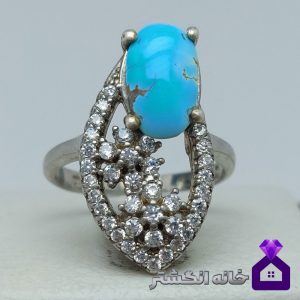 انگشتر زنانه فیروزه نیشابور برلیان کاری کد107