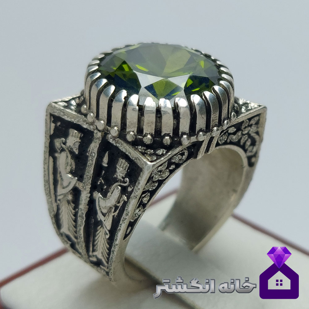 انگشتر گارنت سبز رکاب هخامنشی کد121