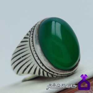 انگشتر عقیق سبز کهنه کد100