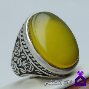 انگشتر کهنه عقیق شرف الشمس رکاب قلم کاری کد120
